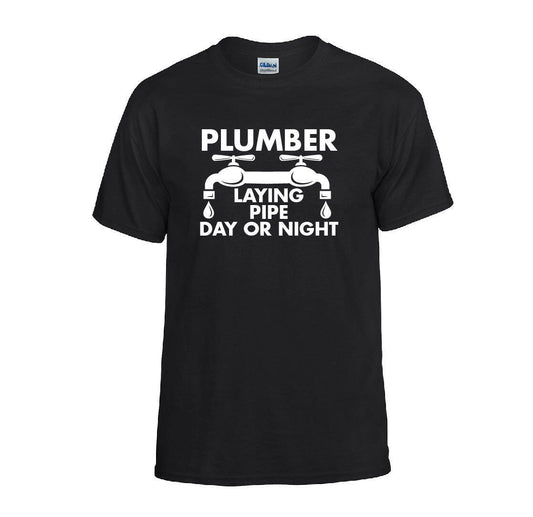 Plumber Laying Pipe Day Or Night T-shirt